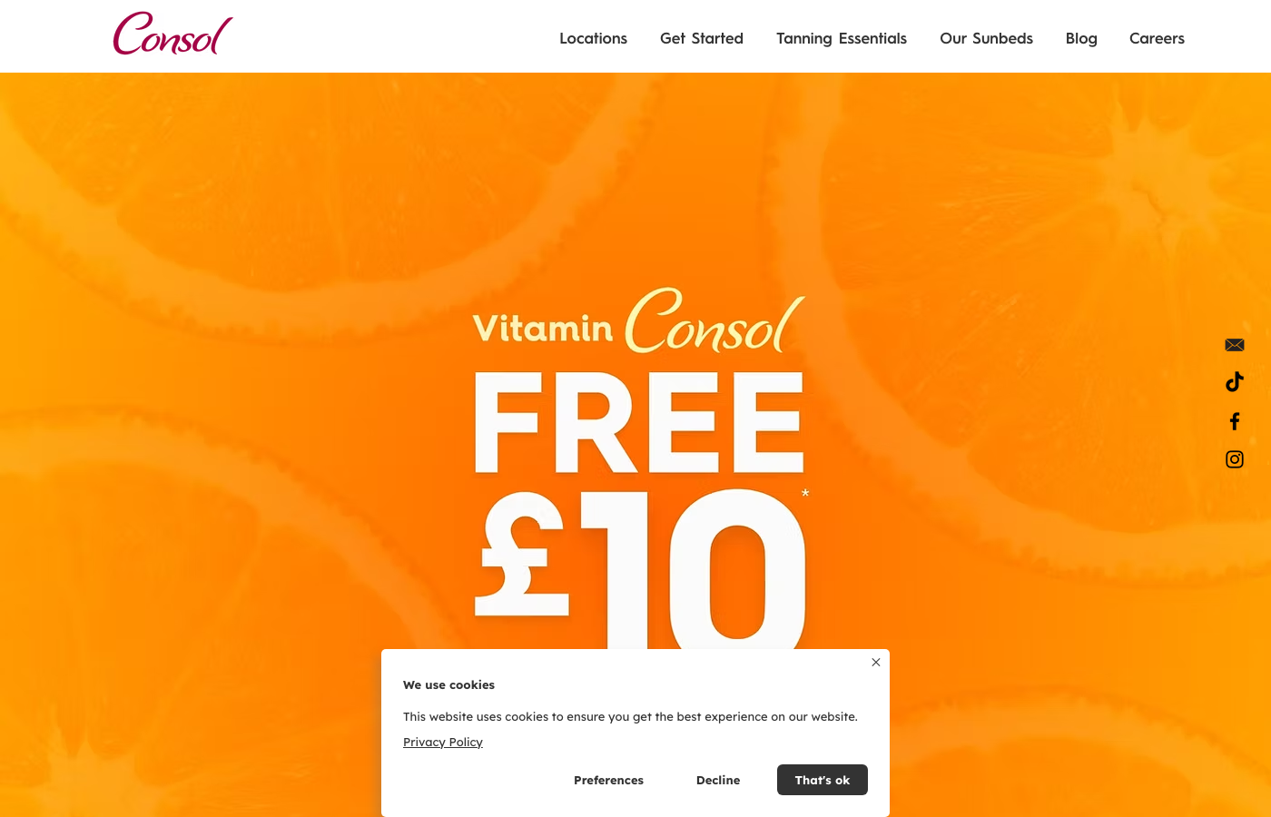 Consol Tanning homepage